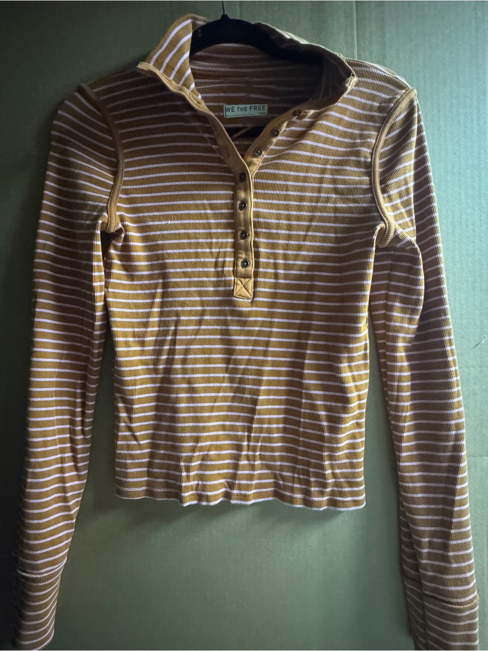 We The Free Rust & Pink Striped Long Sleeve Henley